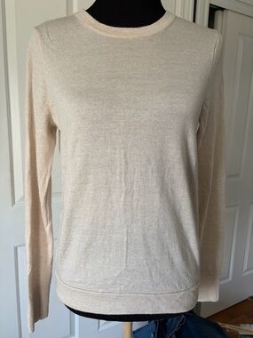 J. Crew Cream Merino Wool Crewneck Sweater Medium